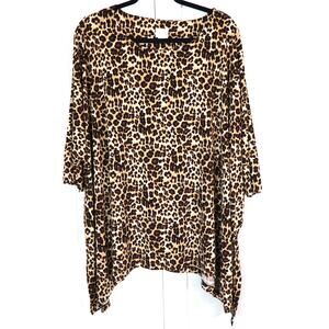Chicos 3 Animal Print Tunic Blouse Leopard Cheetah SharkBite Asymmetrical XL